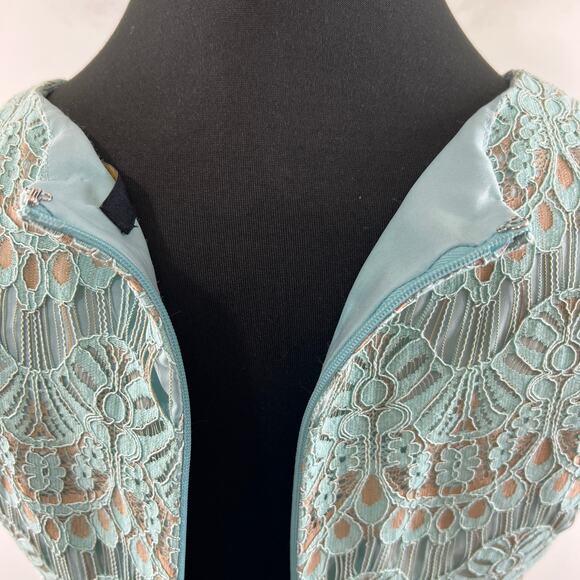 Cynthia Steffe Light Blue Short Sleeve Lace Overlay Women's Shift Dress Size 2 - Picture 8 of 10